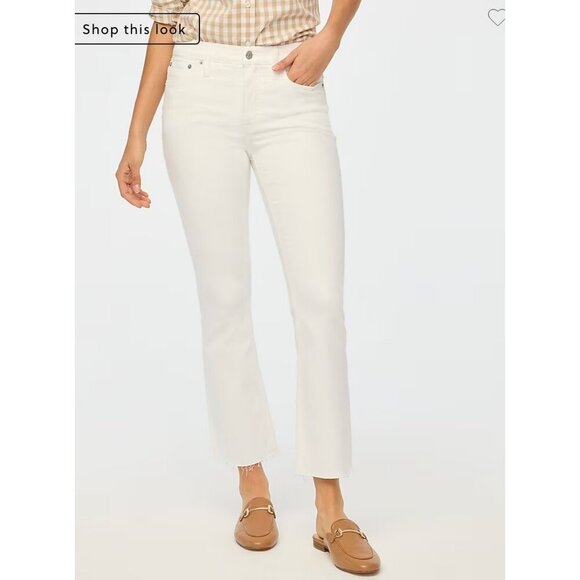J.Crew $118 Petite Flare crop white jean signature stretch Size 32P BO939 - Picture 1 of 8